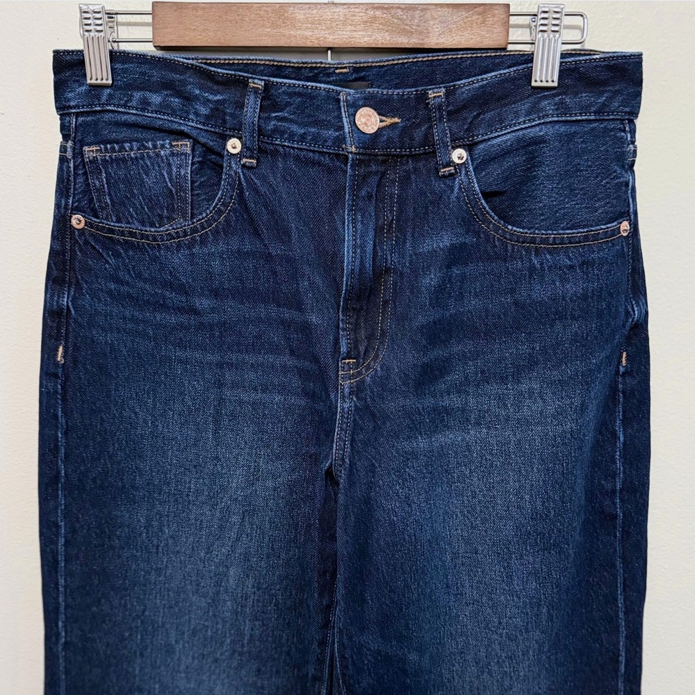 Express Women's Dark Wash High Rise Wide Leg 100% Cotton Denim Jeans Size 4S - Picture 6 of 10